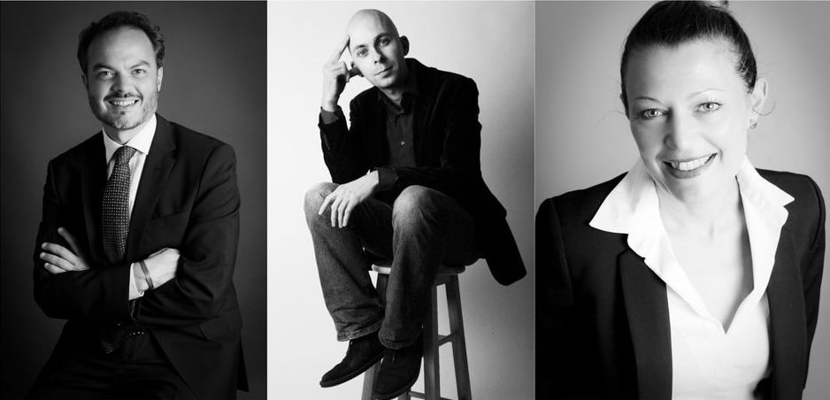 Trois portraits professionnels en noir et blanc réalisés au studio